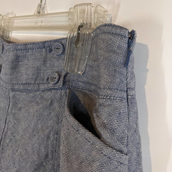 Ann Taylor Blue Linen Fit n Flare Skirt with Pocke - Picture 7 of 12